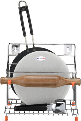 FineArts Chakla/Belan Kitchen Rack Steel Stainless Steel 4 in 1 Chakla/Belan/Tawa/Chimta Stand Chakla/Belan Kitchen Rack