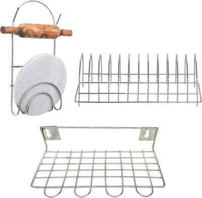 JISUN Utensil Kitchen Rack Steel Stainless Steel Chakla Belan Stand & Plate Stand & Ladle Stand