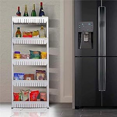 sai praseeda 5 Tier Slim Multipurpose Storage Rack Trolley Plastic Storage Rack For Kitchen Plastic Kitchen Trolley(DIY(Do-It-Yourself))