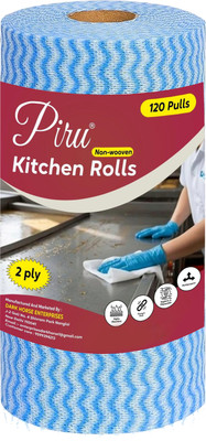 PIRU Kitchen Tissue/Towel Roll (Pack of 1) Cleaning Cloth Roll Washable and Reusable(2 Ply, 80 Sheets)