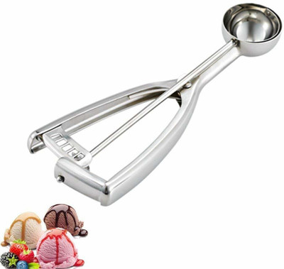 SKYZONE Ice Cream Scoop with Trigger Kitchen Tool Set(Silver, Scooper)