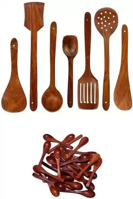 Handmade Wooden Spatula Cooking Serving Tools Without Polish Non Stick Wooden Spatula Cooking Serving Tools Without Polish Kitchen Tool Set(Multicolor)