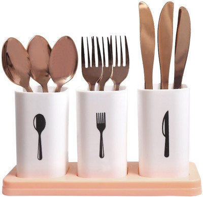 Bloomcreative Empty Cutlery Holder Case(Peach  Holds 18 Pieces)