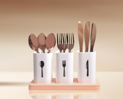 VRJK Knife and Spoon Stand for Kitchen&Dining Table(Small Cup Size) Cutlery Holder Disposable Plastic Cutlery Set(Pack of 1)