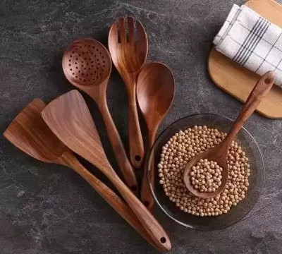 Doon Furniture House Wooden Dessert Spoon, Table Spoon Set(Pack of 6)