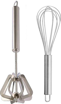 JISUN Power Free Hand Blender/Mathani/Ravai/Madhani Egg Whisk/Egg Beater/Whiskers Stainless Steel Cage Whisk(Pack of 2)