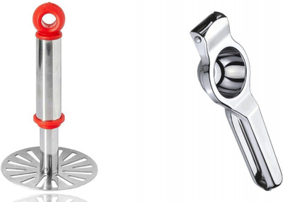 Analog Kitchenware Stainless Steel Potato/Pav Bhaji Masher + Lemon Squeezer With Soda Bottle Opener Kitchen Tool Set(Silver, Juicer, Masher)