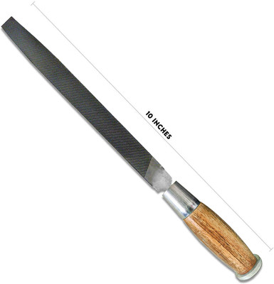 LXMI Wooden Handle Flat File Tool 10 Inch Knife Sharpening Steel(Carbon Steel)