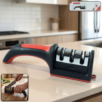 Oblivion Manual Red Knife Sharpener 3 Stage Sharpening Tool Ceramic Knife & Steel Knives Knife Sharpening Steel(Ceramic)