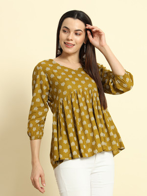 Sa Rasa Women Printed Flared Kurta(Multicolor)