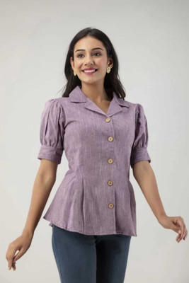 Deepkul Women Solid Cape Top Kurta(Purple)