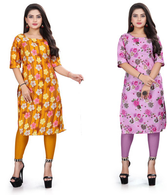 HARISH TEXTILE Women Printed Straight Kurta(Multicolor)