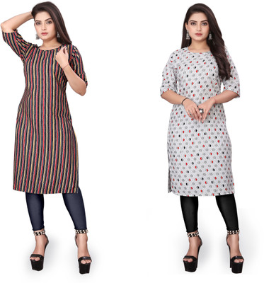 HARISH TEXTILE Women Printed Straight Kurta(Multicolor)