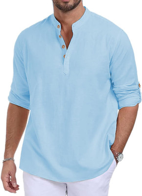 CROWNTAIL Men Solid Straight Kurta(Light Blue)