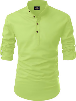 Kavyangle Creation Men Solid Straight Kurta(Light Green)