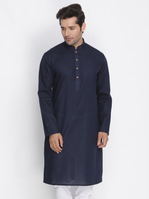 VASTRAMAY Men Solid Straight Kurta(Blue)