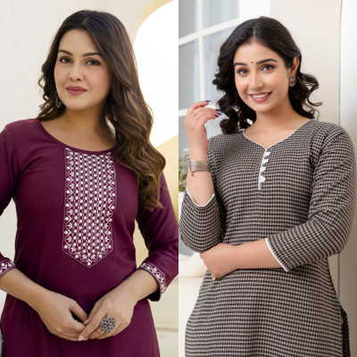 AUZAAI COLLECTION Women Self Design Straight Kurta(Multicolor)