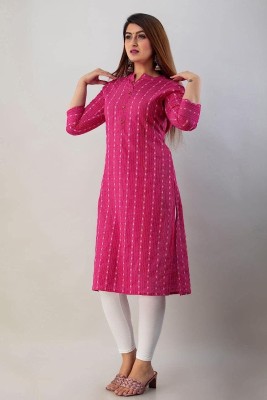 Shri Shyam Group of Industries Women Printed Straight Kurta(Pink)