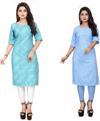PAFASHION Women Printed A-line Kurta(Blue)