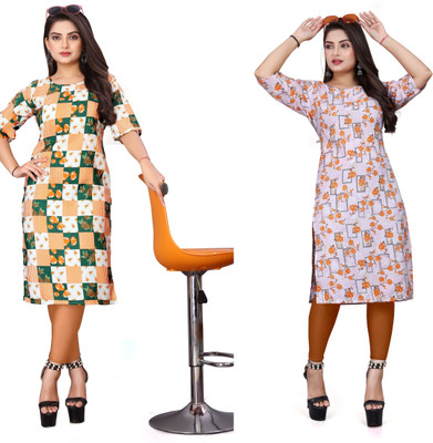 WOMENSILKFABRIC Women Printed A-line Kurta(Multicolor)