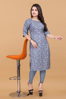 Alpha Fashion Women Printed Straight Kurta(Multicolor)