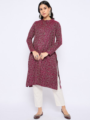 VIAZAA Women Printed A-line Kurta(Maroon)