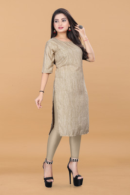 Alpha Fashion Women Solid A-line Kurta(Brown)