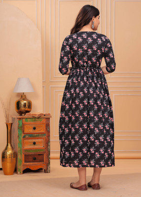 UrbanRang Women Floral Print Anarkali Kurta(Multicolor)