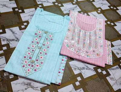 AUZAAI COLLECTION Women Embroidered Straight Kurta(Multicolor)