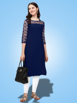 HEMANG FASHION Women Self Design A-line Kurta(Blue)