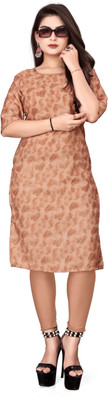 PAFASHION Women Printed A-line Kurta(Brown)