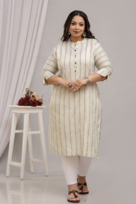 ANKSDEEP CREATION Women Striped Straight Kurta(Beige)