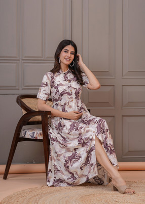 SupBir Women Printed Anarkali Kurta(Purple)
