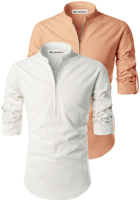 RAREMARK Men Solid Straight Kurta(Orange)