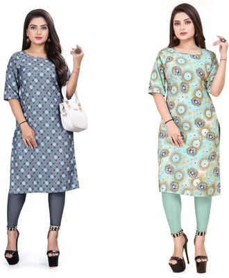 KURTIFABRIC Women Printed A-line Kurta(Multicolor)