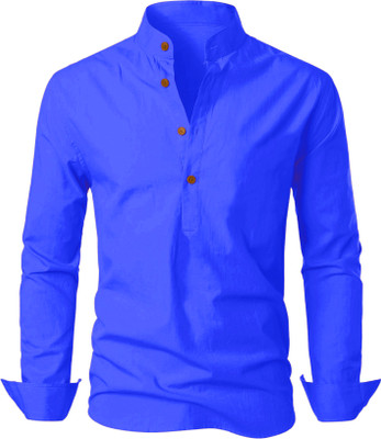 LIMRO Men Solid Straight Kurta(Dark Blue)