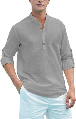 Yugnik Men Solid Straight Kurta(Grey)