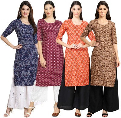 EthnicBasket Women Printed Straight Kurta(Multicolor)