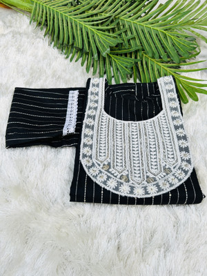 Women Self Design, Embroidered, Chikan Embroidery, Resham Embroidery Kurta(Black)
