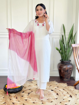 Nytra creation Embroidered, Solid Kurta, Salwar & Dupatta Set