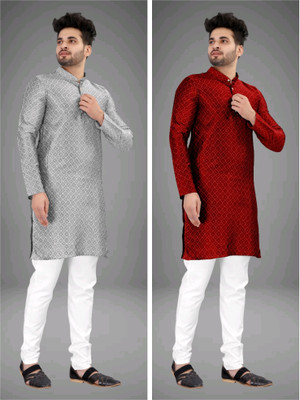DIAMOND CLUSTER Men Checkered Straight Kurta(Multicolor)