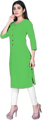 Fabthreads Women Solid Straight Kurta(Light Green)