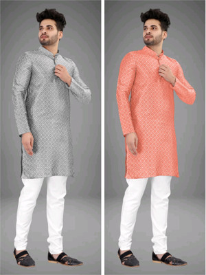 TRUST OUS Men Self Design Straight Kurta(Multicolor)