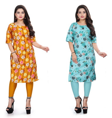 HARISH TEXTILE Women Printed Straight Kurta(Multicolor)