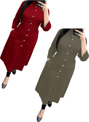Maaa Meladi CreationS Women Solid A-line Kurta(Multicolor)