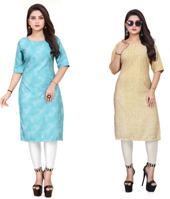 RIDDHI COLLECTION MALL Women Printed Straight Kurta(Multicolor)