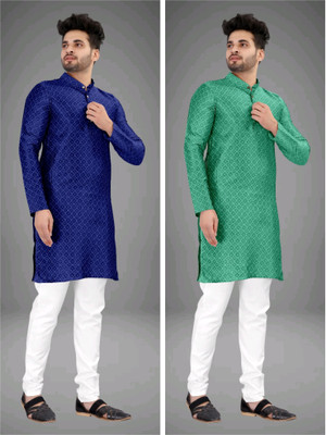TRUST OUS Men Self Design Straight Kurta(Multicolor)
