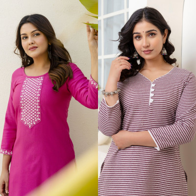 AUZAAI COLLECTION Women Self Design Straight Kurta(Multicolor)