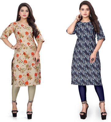 WOMENSILKFABRIC Women Printed A-line Kurta(Multicolor)
