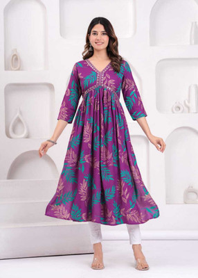 SRPNCH Women Printed A-line Kurta(Multicolor)